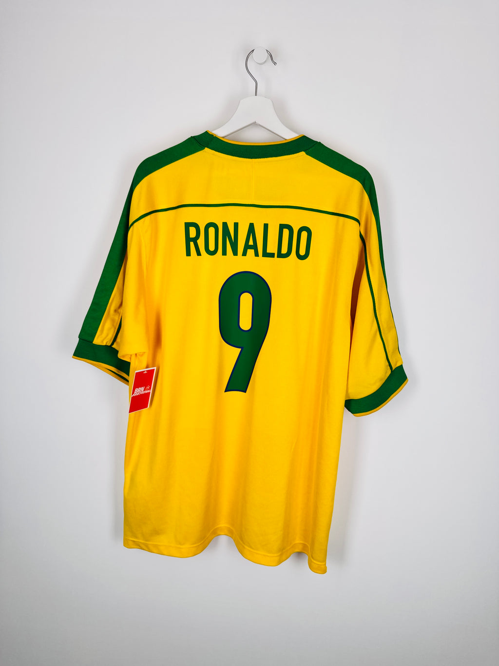 MAILLOT DE FOOTBALL BRÉSIL 1998 DOMICILE - RONALDO NAZARIO #9 (XL)