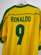 MAILLOT DE FOOTBALL BRÉSIL 1998 DOMICILE - RONALDO NAZARIO #9 (XL)