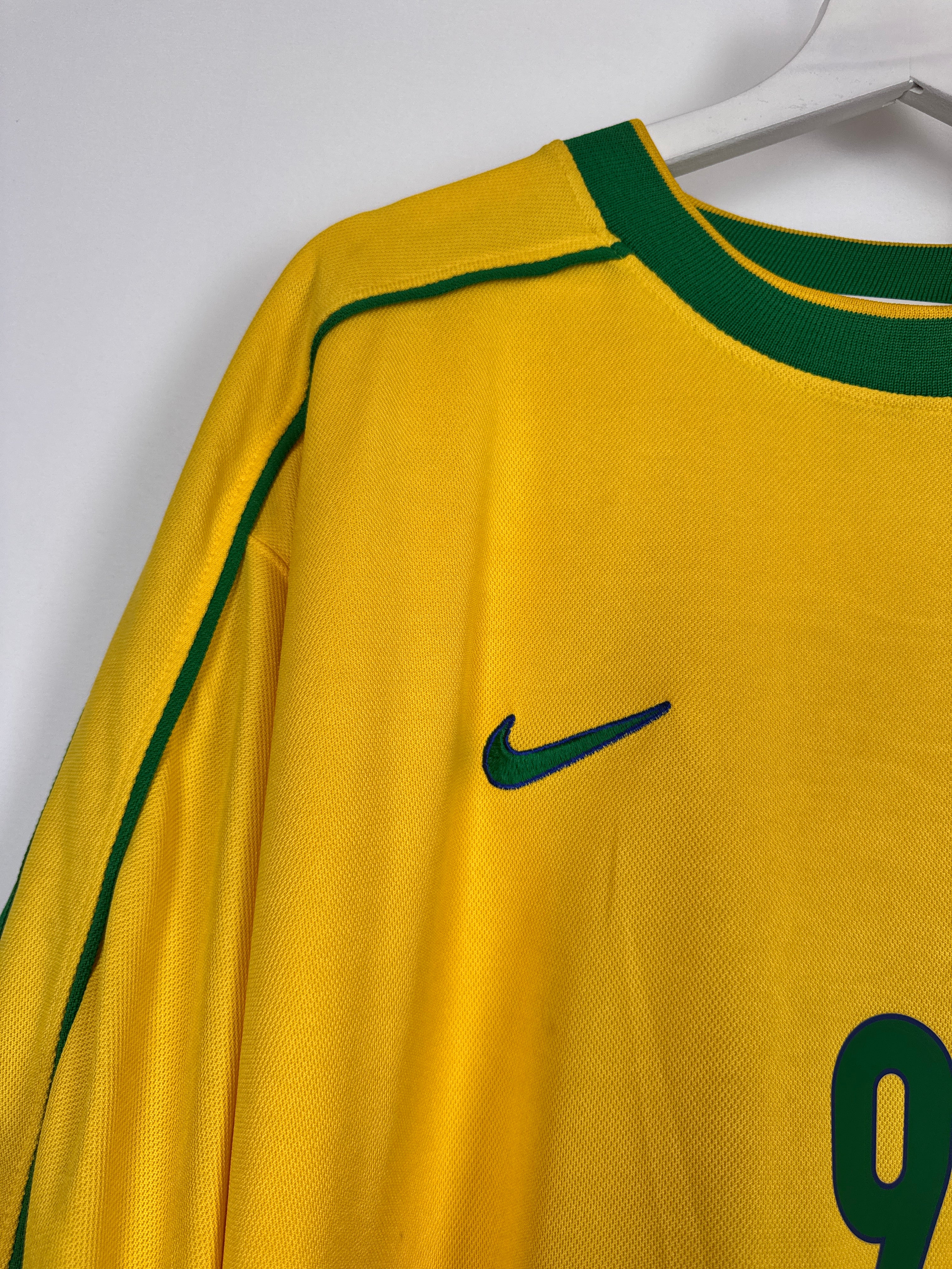 MAILLOT DE FOOTBALL BRÉSIL 1998 DOMICILE - RONALDO NAZARIO #9 (XL)