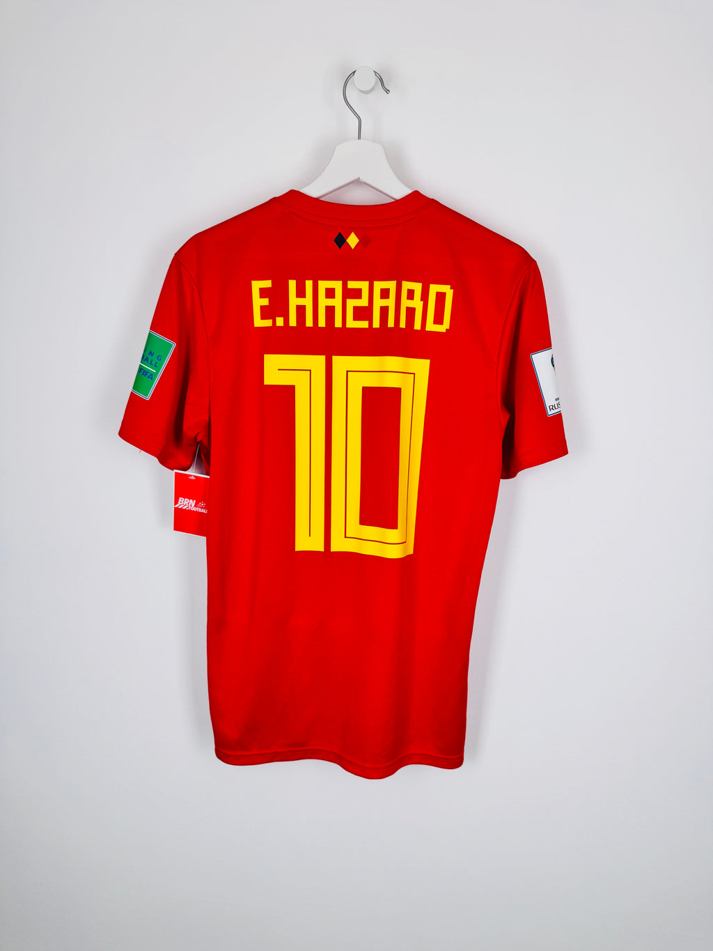 MAILLOT DE FOOTBALL BELGIQUE 2018 DOMICILE - EDEN HAZARD #10 (S)