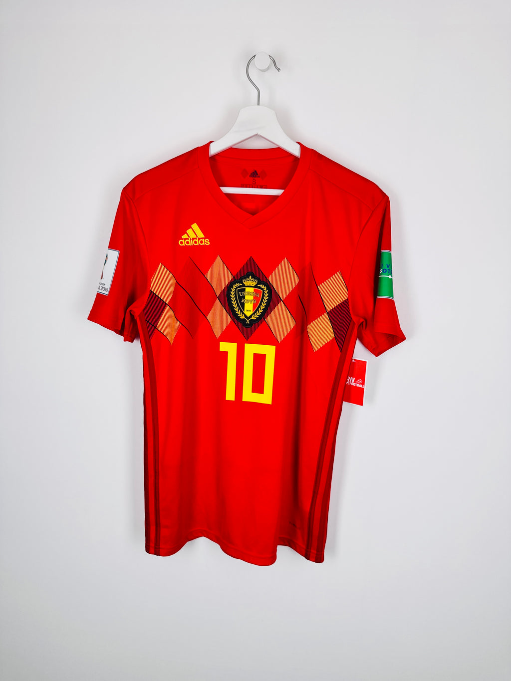 MAILLOT DE FOOTBALL BELGIQUE 2018 DOMICILE - EDEN HAZARD #10 (S)