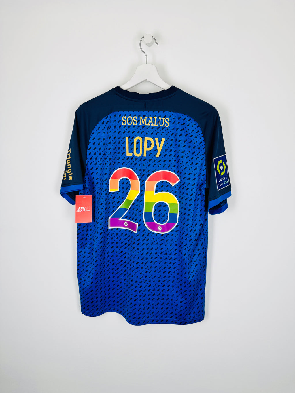 STADE DE REIMS 2021/2022 AWAY LGBT MATCH WORN FOOTBALL SHIRT - LOPY #26 (L)