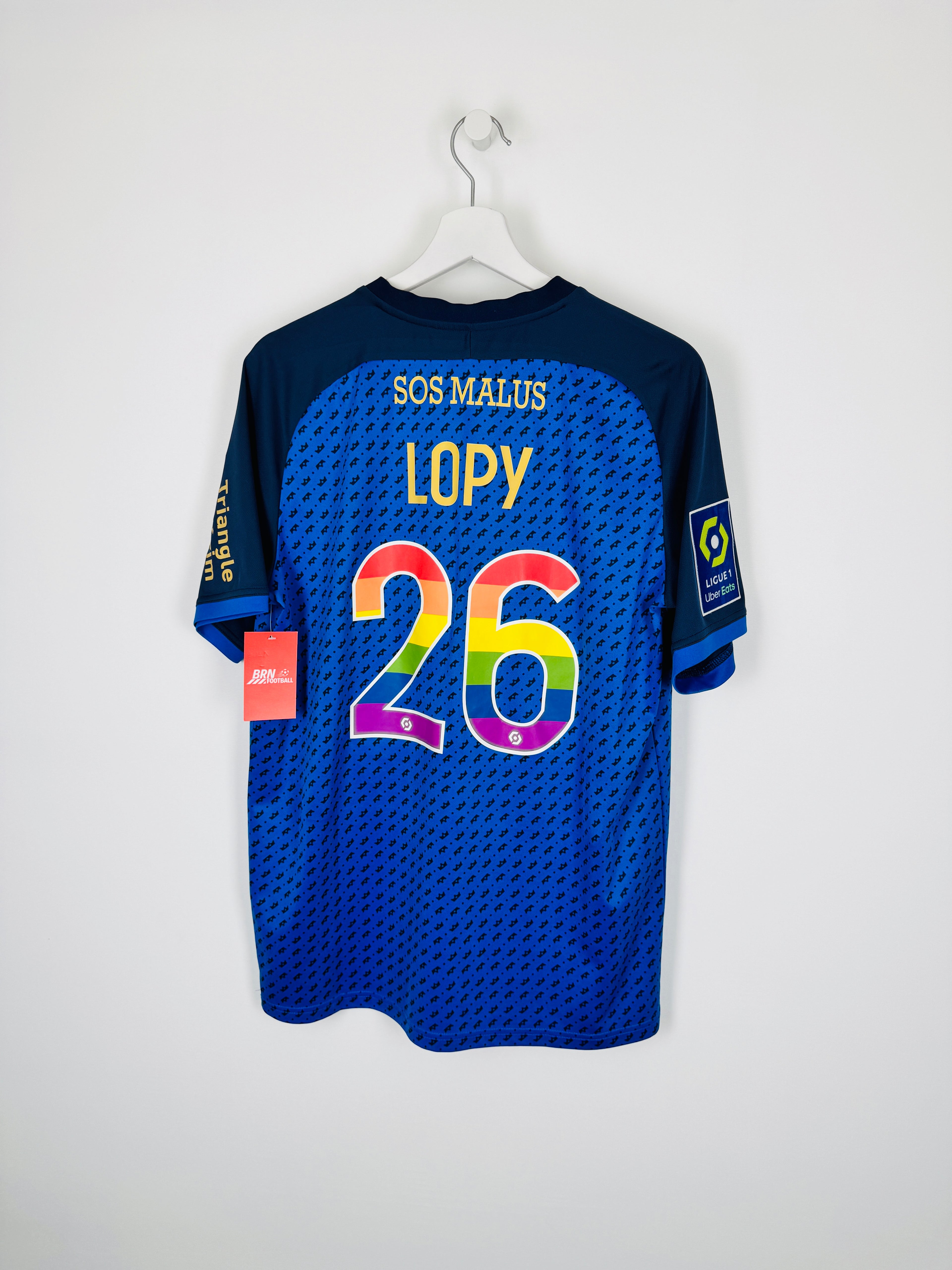 STADE DE REIMS 2021/2022 AWAY LGBT MATCH WORN FOOTBALL SHIRT - LOPY #26 (L)