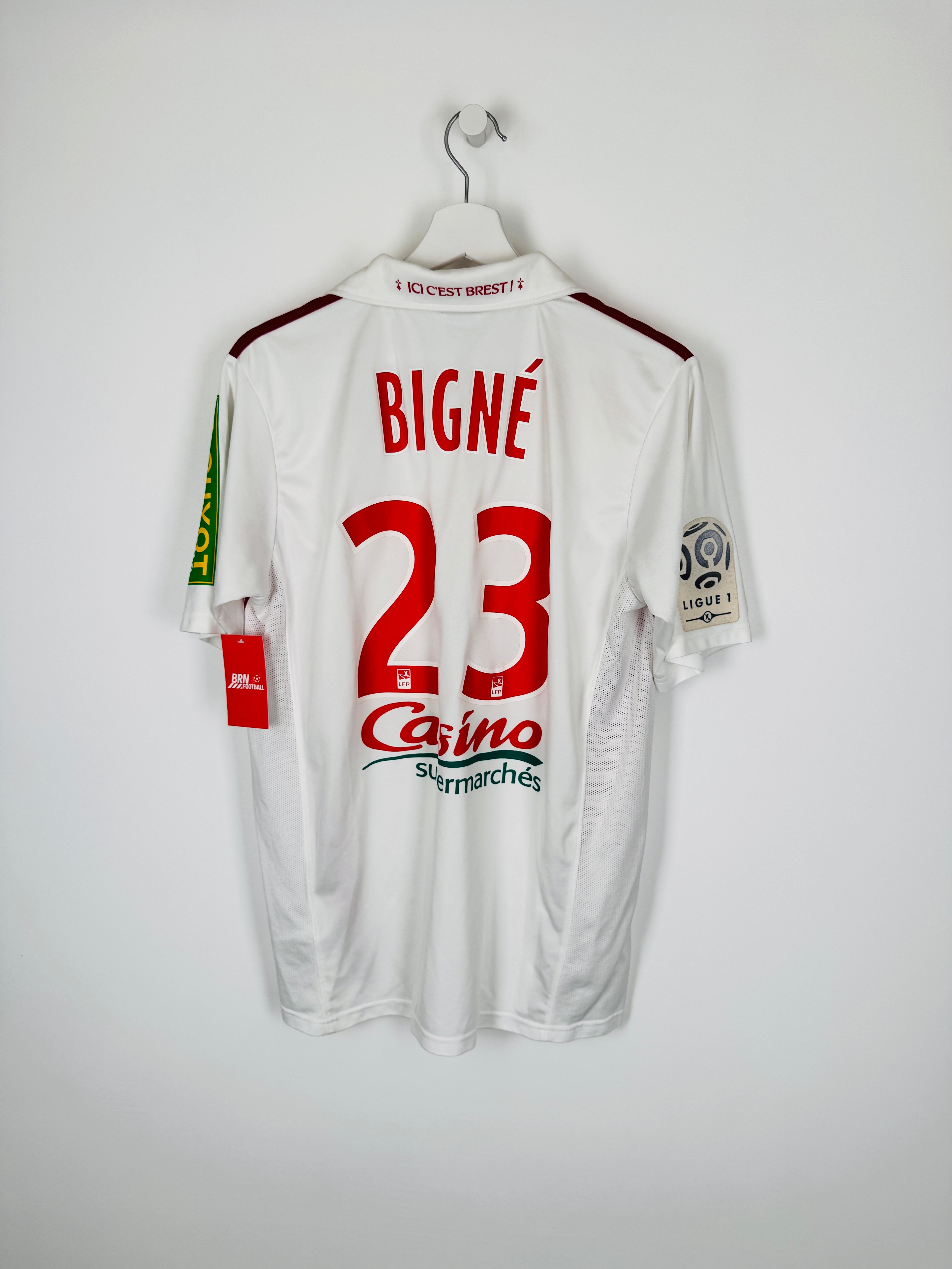 STADE BRESTOIS 2012/2013 HOME MATCH WORN FOOTBALL SHIRT - BIGNÉ #23 (M)