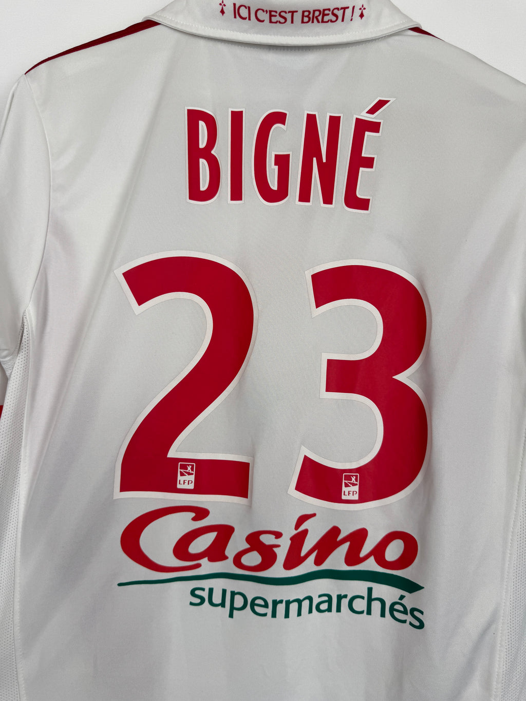 STADE BRESTOIS 2012/2013 HOME MATCH WORN FOOTBALL SHIRT - BIGNÉ #23 (M)