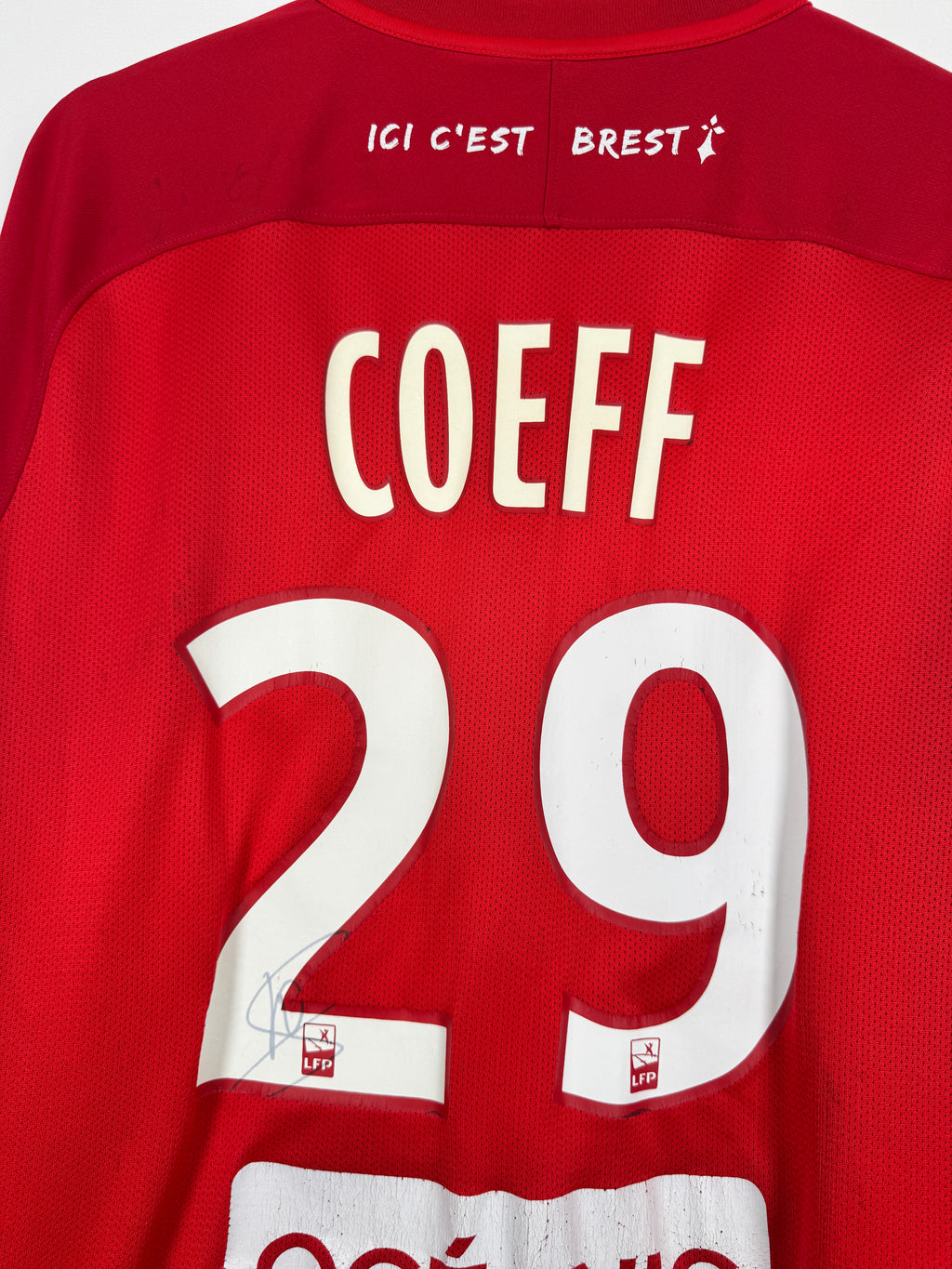 STADE BRESTOIS 2017/2018 HOME FOOTBALL SHIRT MATCH WORN - COEFF #29 SIGNED (L)