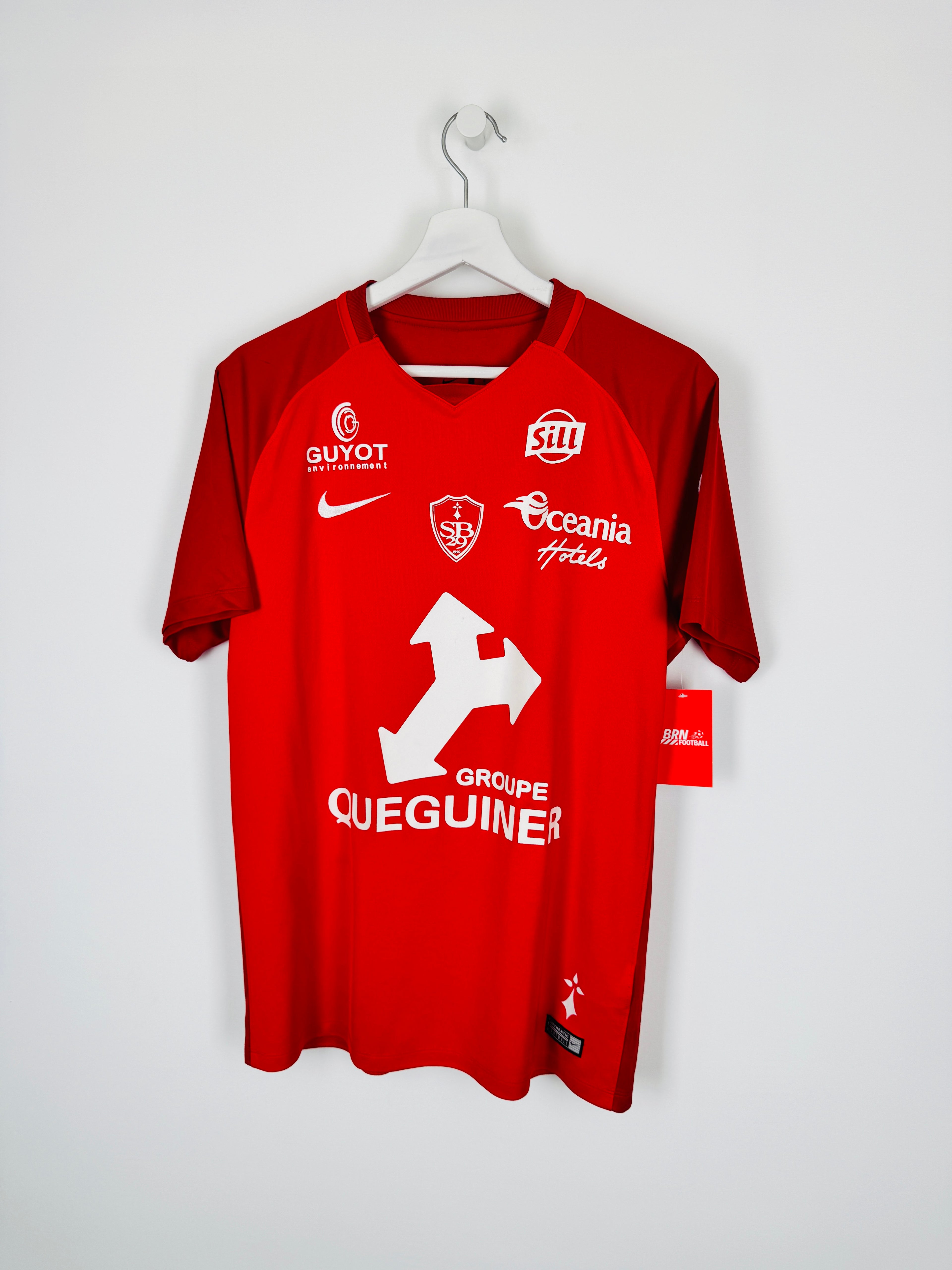 STADE BRESTOIS 2017/2018 HOME FOOTBALL SHIRT MATCH WORN - COEFF #29 SIGNED (L)
