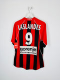 NICE 2003/2004 HOME MATCH WORN FOOTBALL SHIRT - LASLANDES #9 (XL)