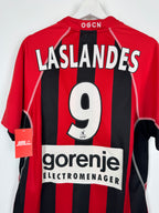 NICE 2003/2004 HOME MATCH WORN FOOTBALL SHIRT - LASLANDES #9 (XL)