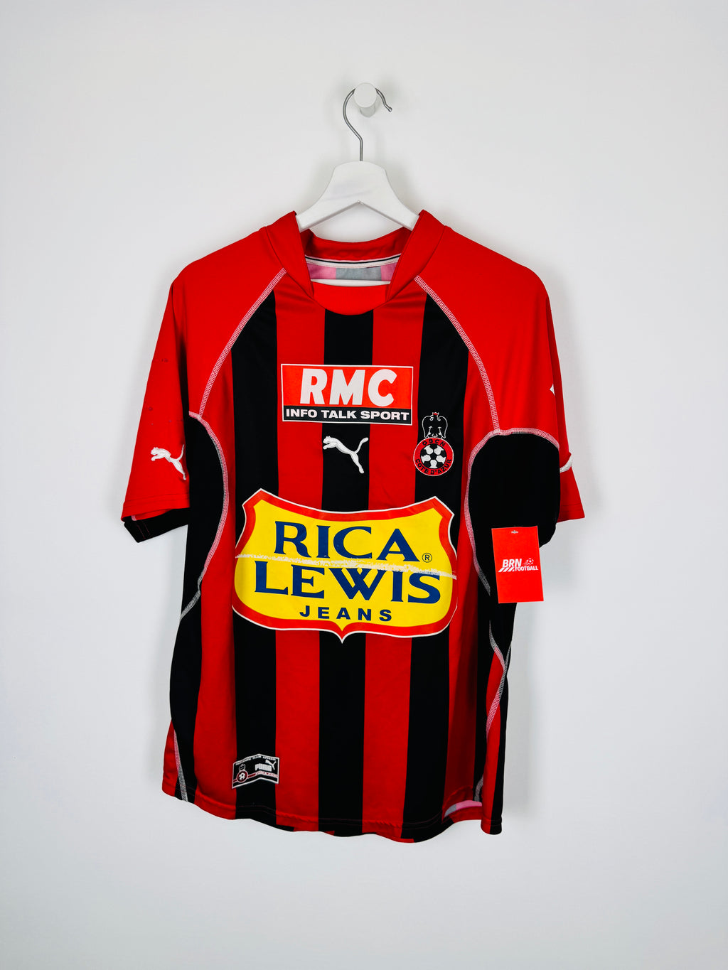 NICE 2003/2004 HOME MATCH WORN FOOTBALL SHIRT - LASLANDES #9 (XL)