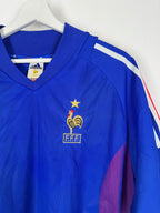 CAMISETA DE FÚTBOL SELECCIÓN DE FRANCIA 2002 LOCAL DEDICADA / FIRMADA (XL)