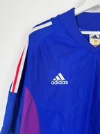CAMISETA DE FÚTBOL SELECCIÓN DE FRANCIA 2002 LOCAL DEDICADA / FIRMADA (XL)