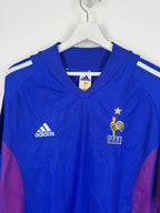 CAMISETA DE FÚTBOL SELECCIÓN DE FRANCIA 2002 LOCAL DEDICADA / FIRMADA (XL)