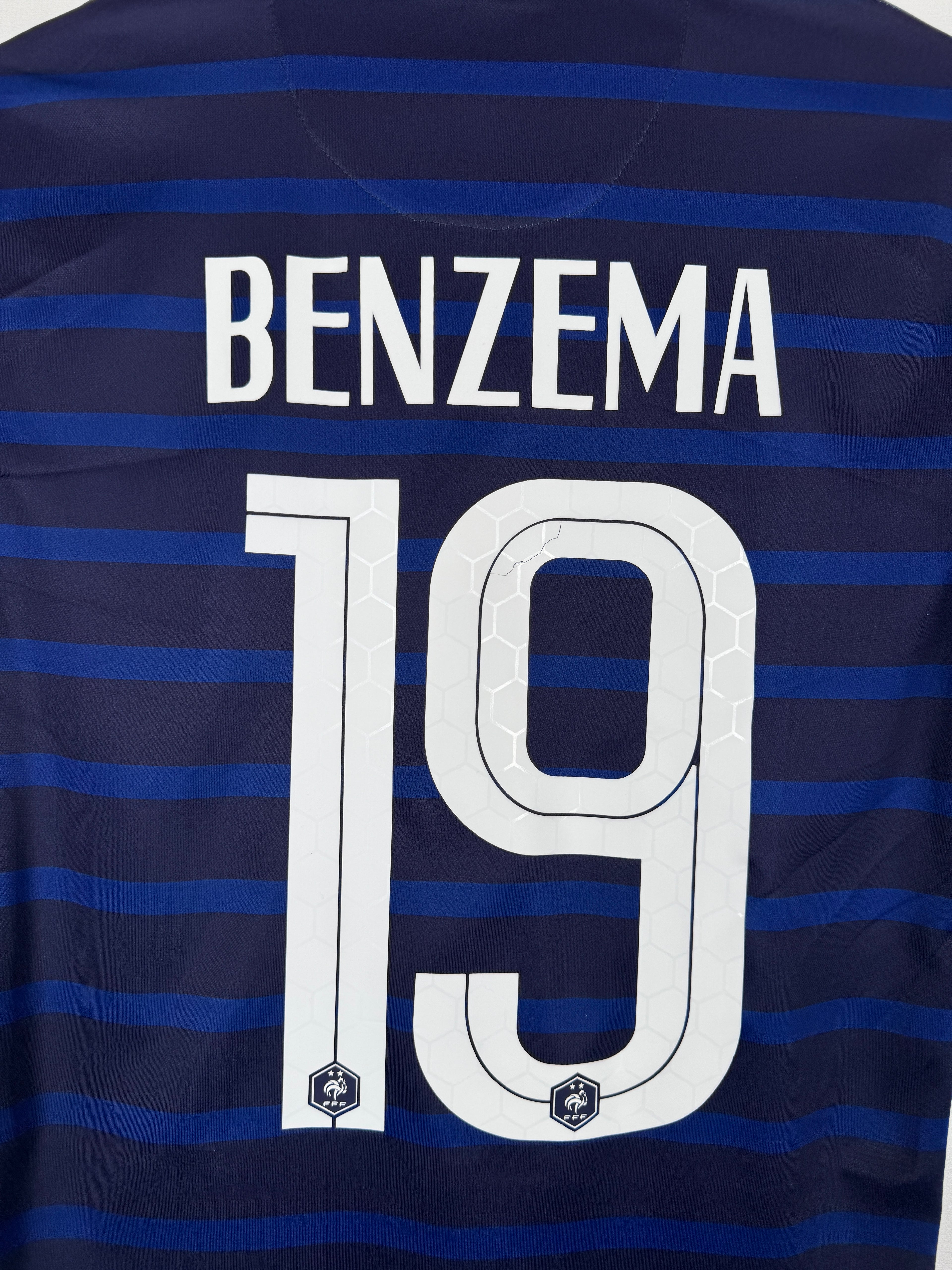 FRANCE 2020 HOME FOOTBALL SHIRT - BENZEMA #19 EURO 2021 (S)