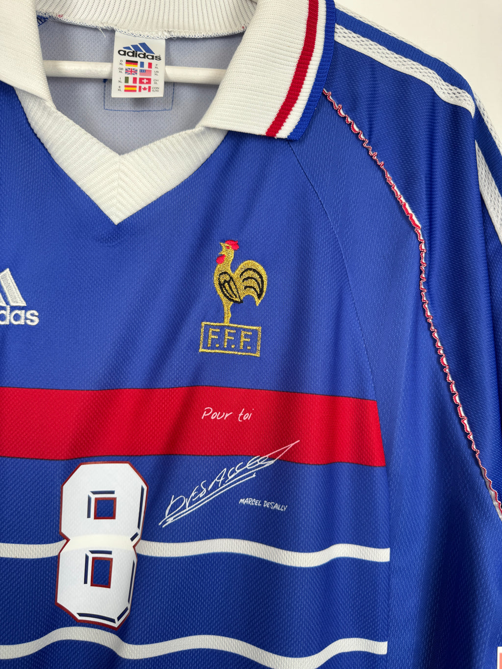 FRANCE NATIONAL FOOTBALL TEAM 1998 HOME JERSEY - DESAILLY #8 (XL)