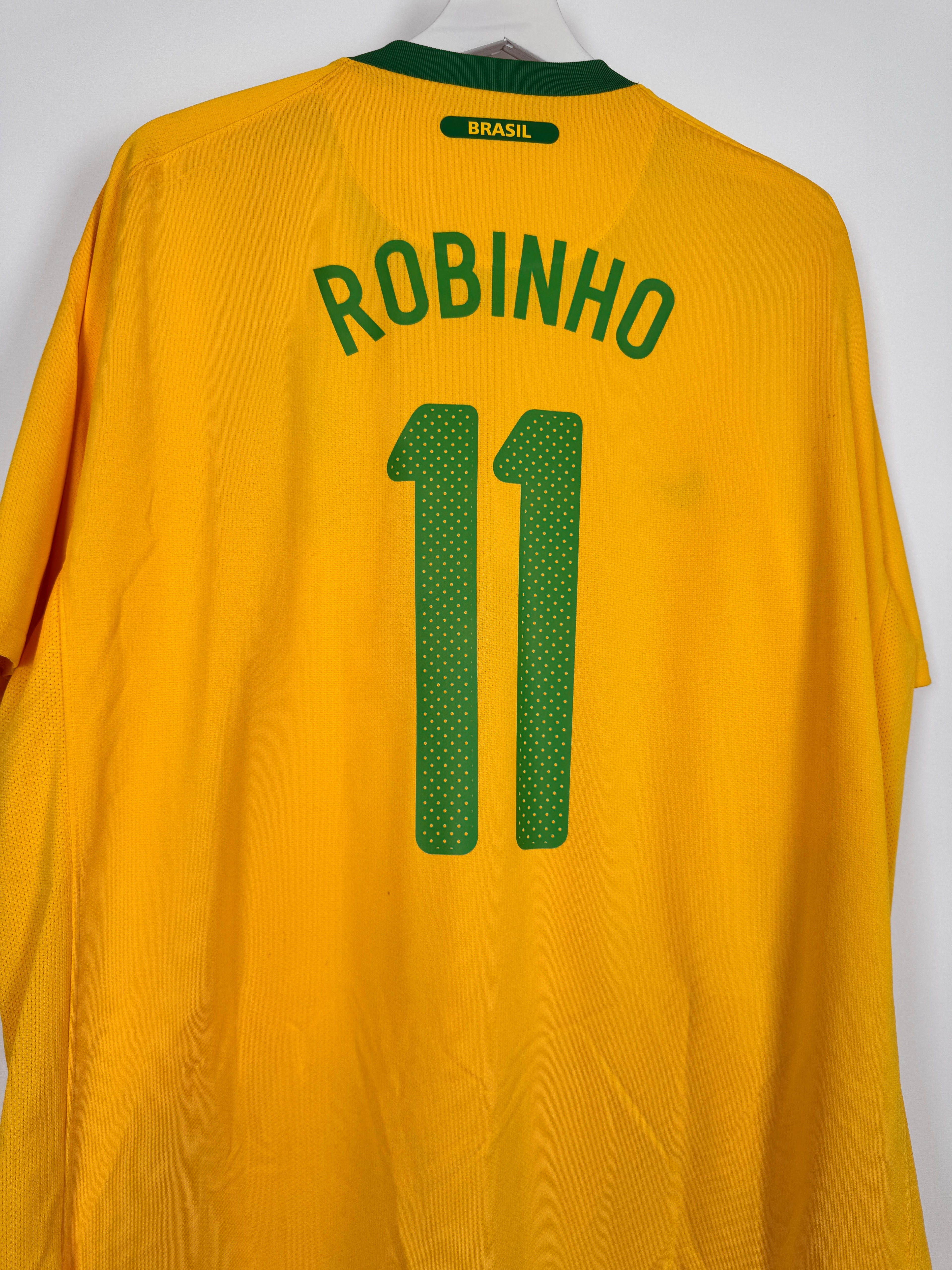 MAILLOT DE FOOTBALL BRÉSIL 2010 DOMICILE - ROBINHO #11 (XL)