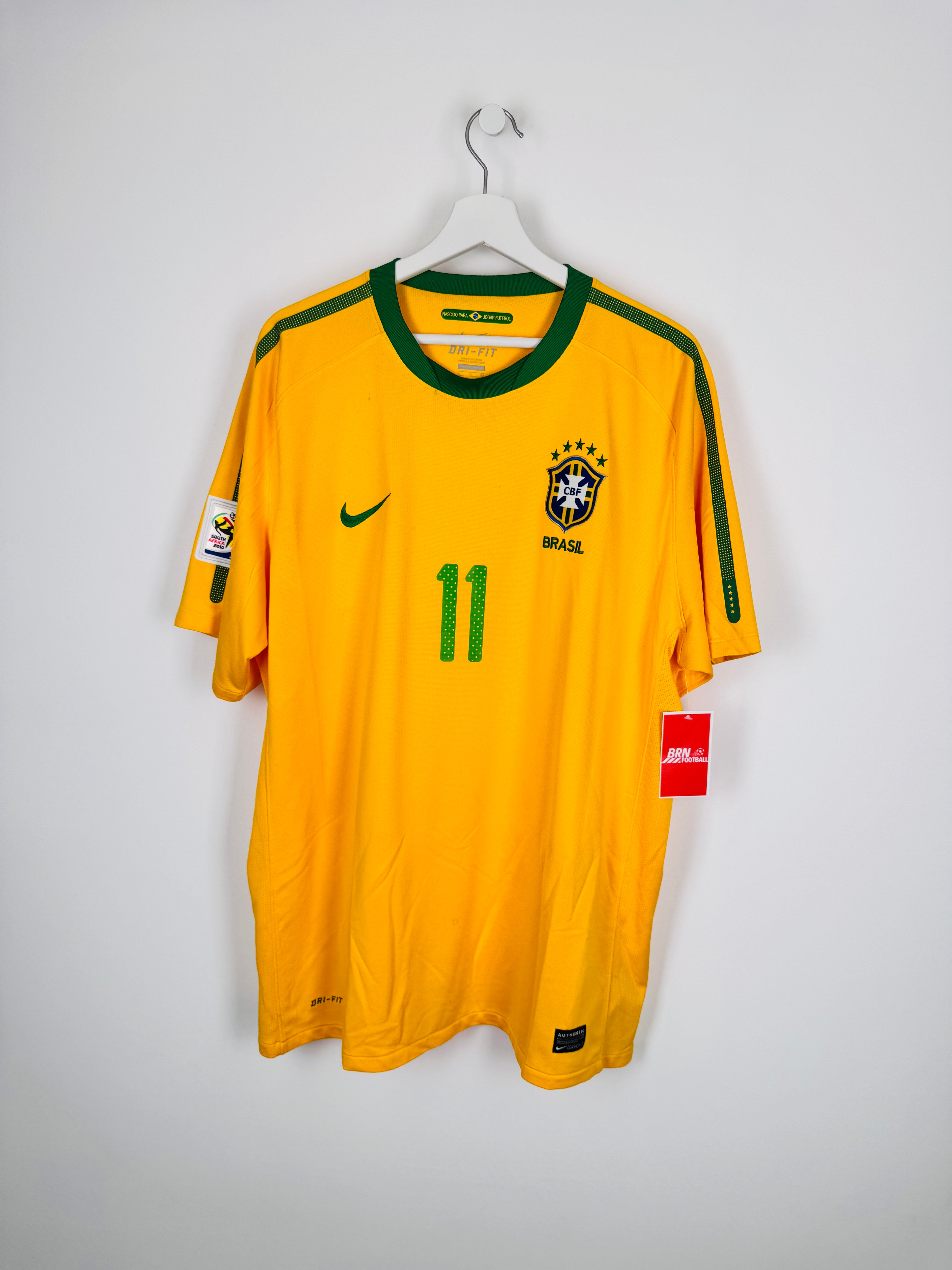 MAILLOT DE FOOTBALL BRÉSIL 2010 DOMICILE - ROBINHO #11 (XL)