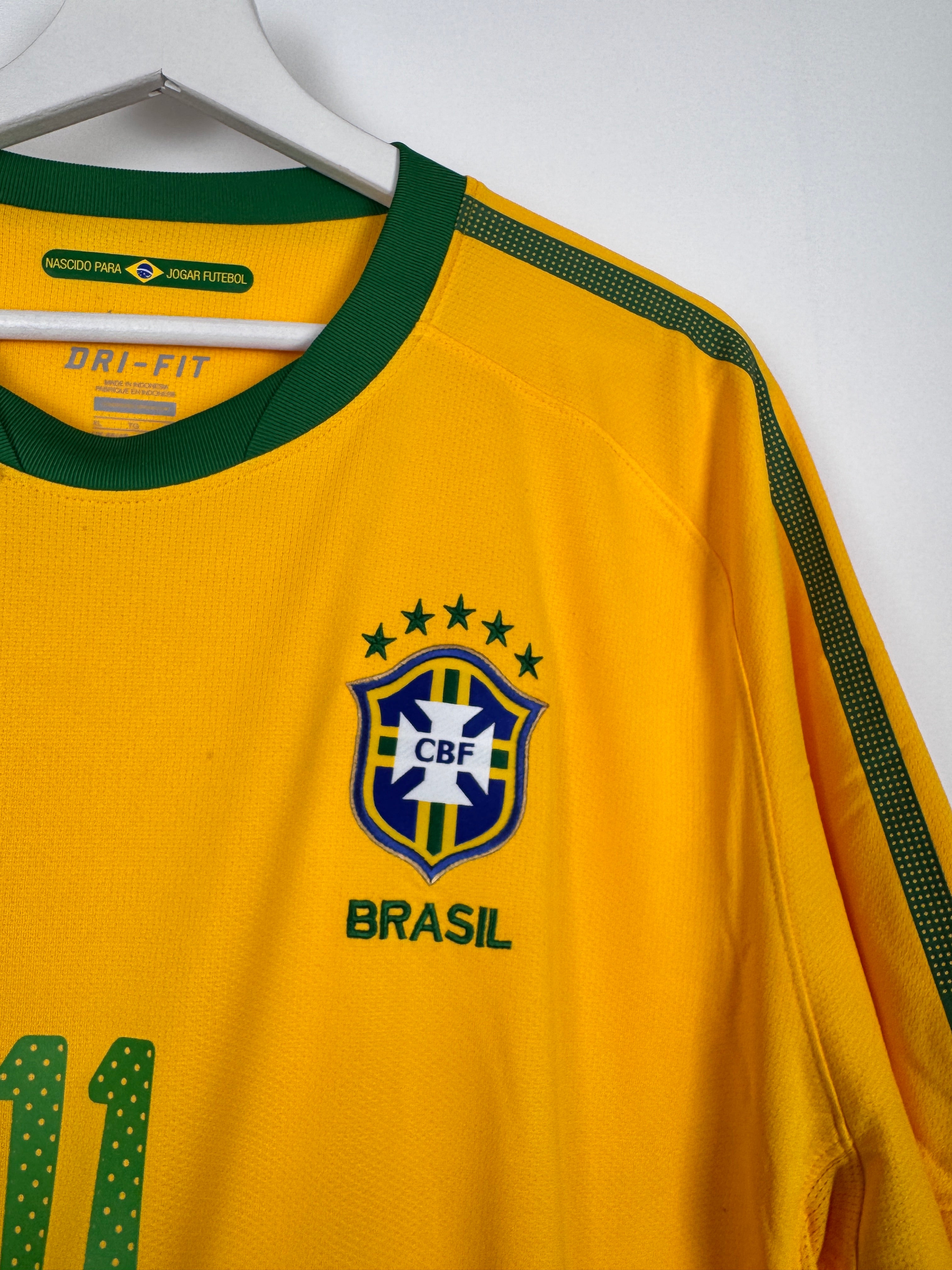 MAILLOT DE FOOTBALL BRÉSIL 2010 DOMICILE - ROBINHO #11 (XL)