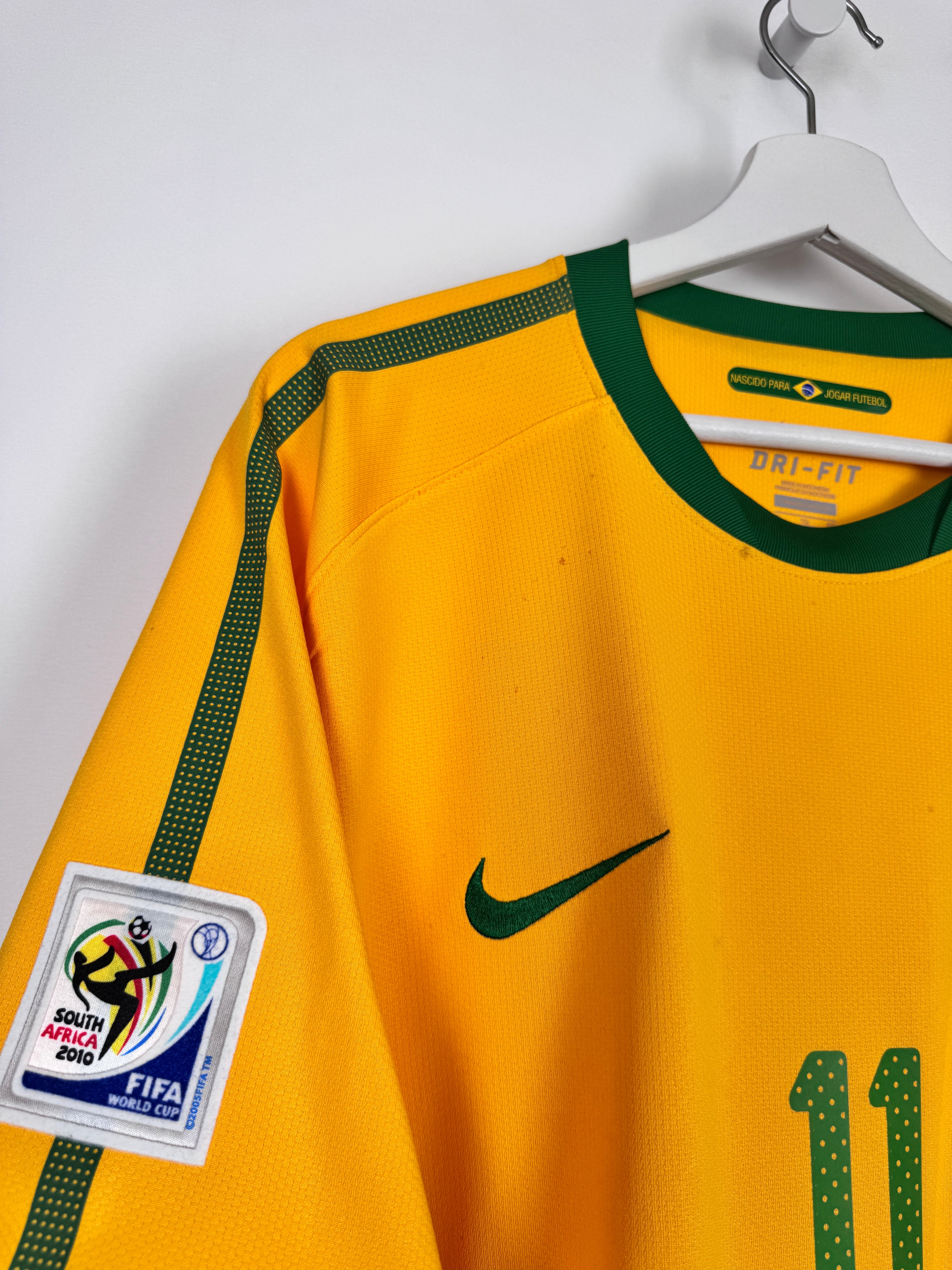 MAILLOT DE FOOTBALL BRÉSIL 2010 DOMICILE - ROBINHO #11 (XL)