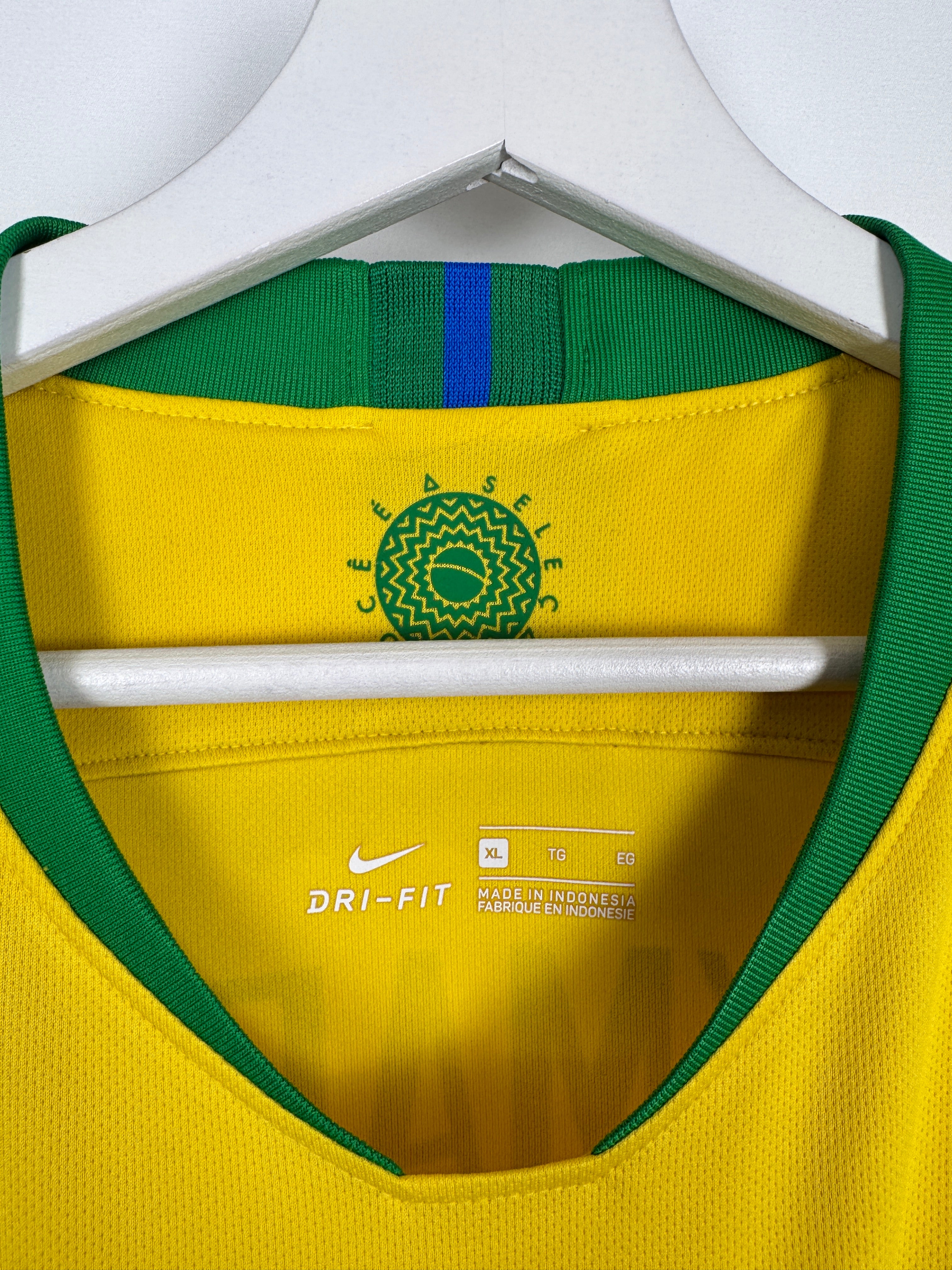 MAILLOT DE FOOTBALL BRÉSIL 2018 DOMICILE - NEYMAR JR #10 (XL)
