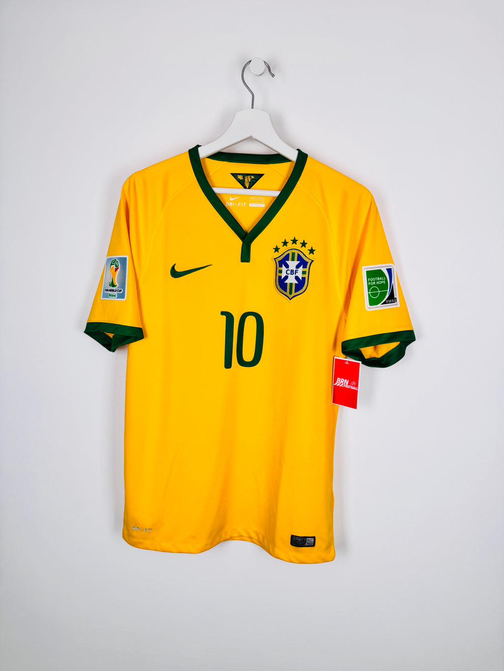 MAILLOT DE FOOTBALL BRÉSIL 2014 DOMICILE - NEYMAR JR #10 (S)