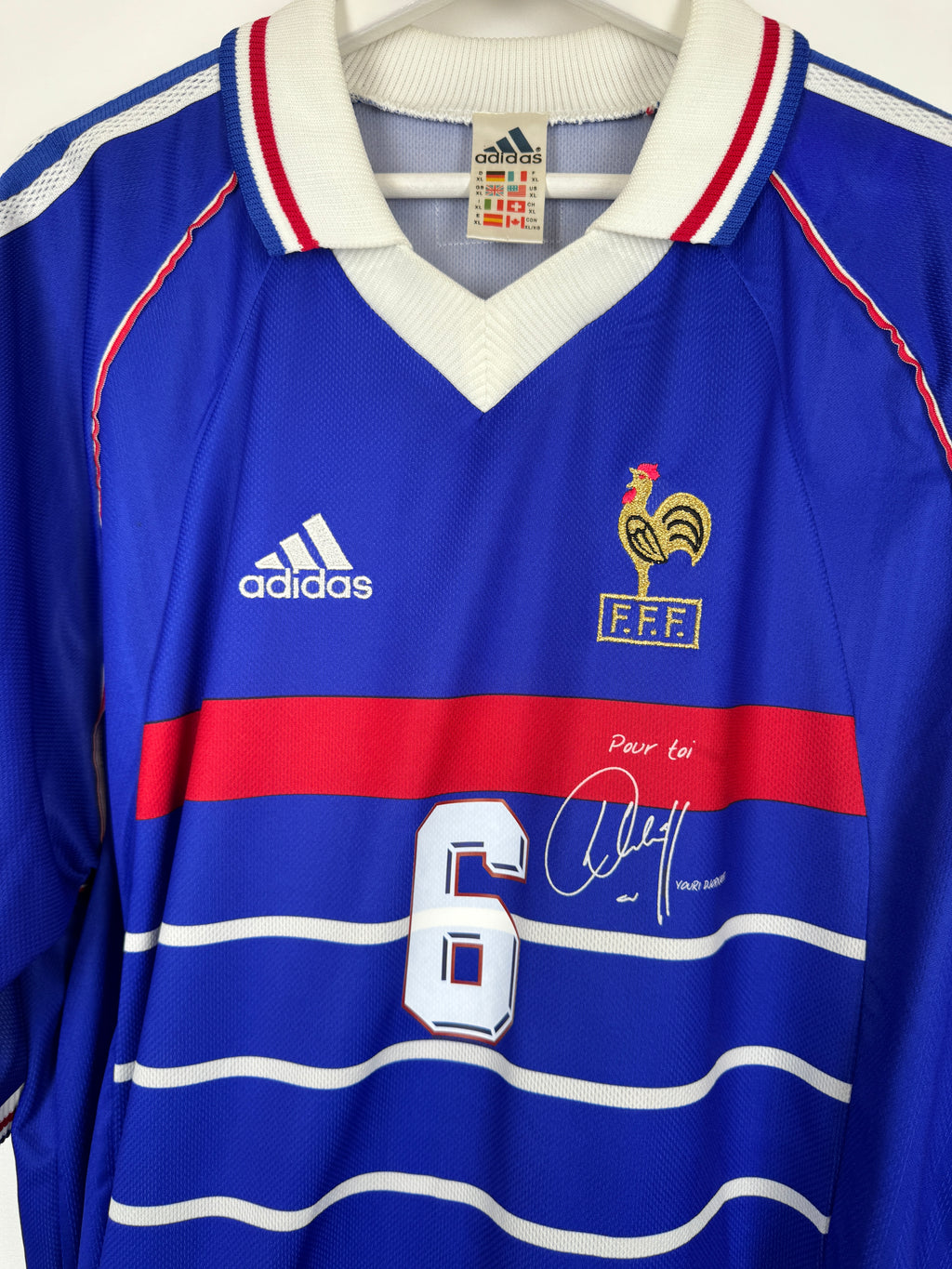 FRANCE NATIONAL FOOTBALL TEAM 1998 HOME JERSEY - DJORKAEFF #6 (XL)