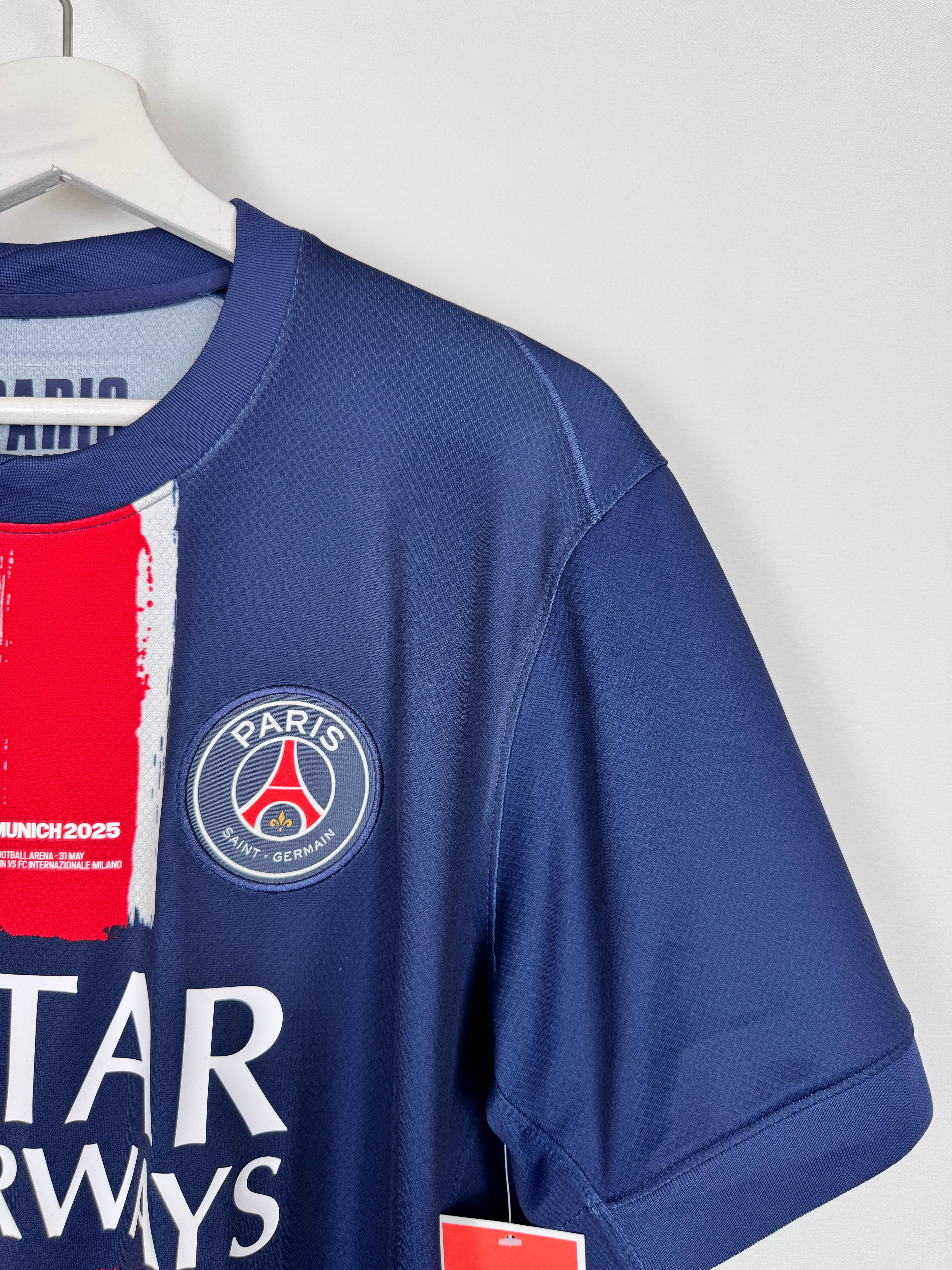 MAILLOT DE FOOTBALL PSG 2024/2025 DOMICILE FINALE MUNICH - MARQUINHOS #5 (L)