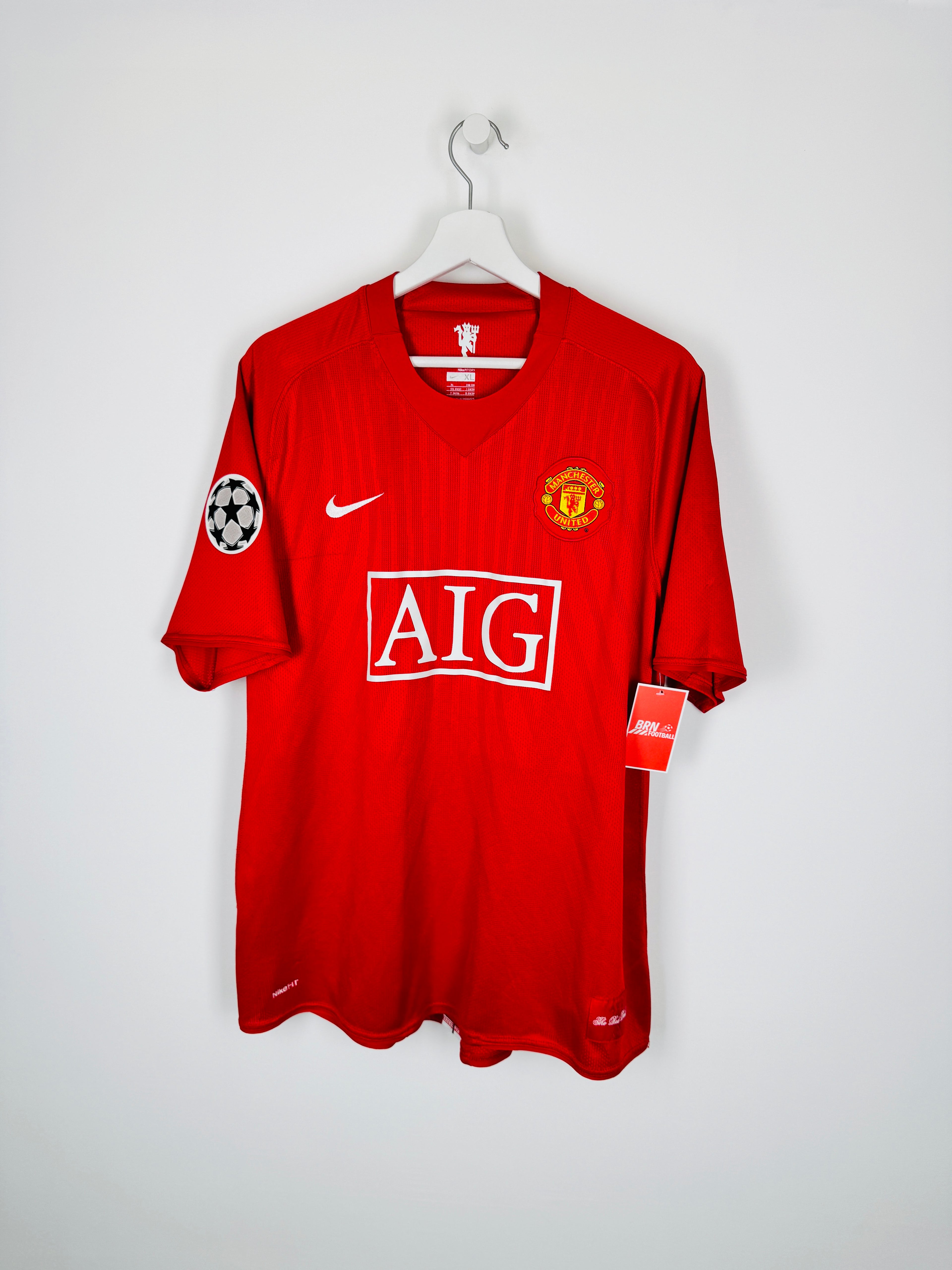MANCHESTER UNITED 2007/2008 HOME FOOTBALL JERSEY - RONALDO #7 (XL)