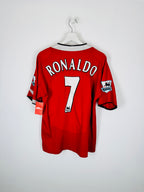 MANCHESTER UNITED 2004/2005 HOME FOOTBALL SHIRT - RONALDO #7 VELVET (M)