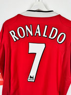 MANCHESTER UNITED 2004/2005 HOME FOOTBALL SHIRT - RONALDO #7 VELVET (L)