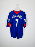 CAMISETA DE FÚTBOL MANCHESTER UNITED 2005/2006 VISITANTE - RONALDO #7 TERCIOPELO (XL)