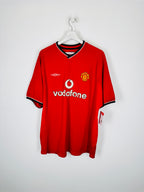 MANCHESTER UNITED 2000/2001 HOME FOOTBALL SHIRT - BECKHAM #7 VELVET (L)