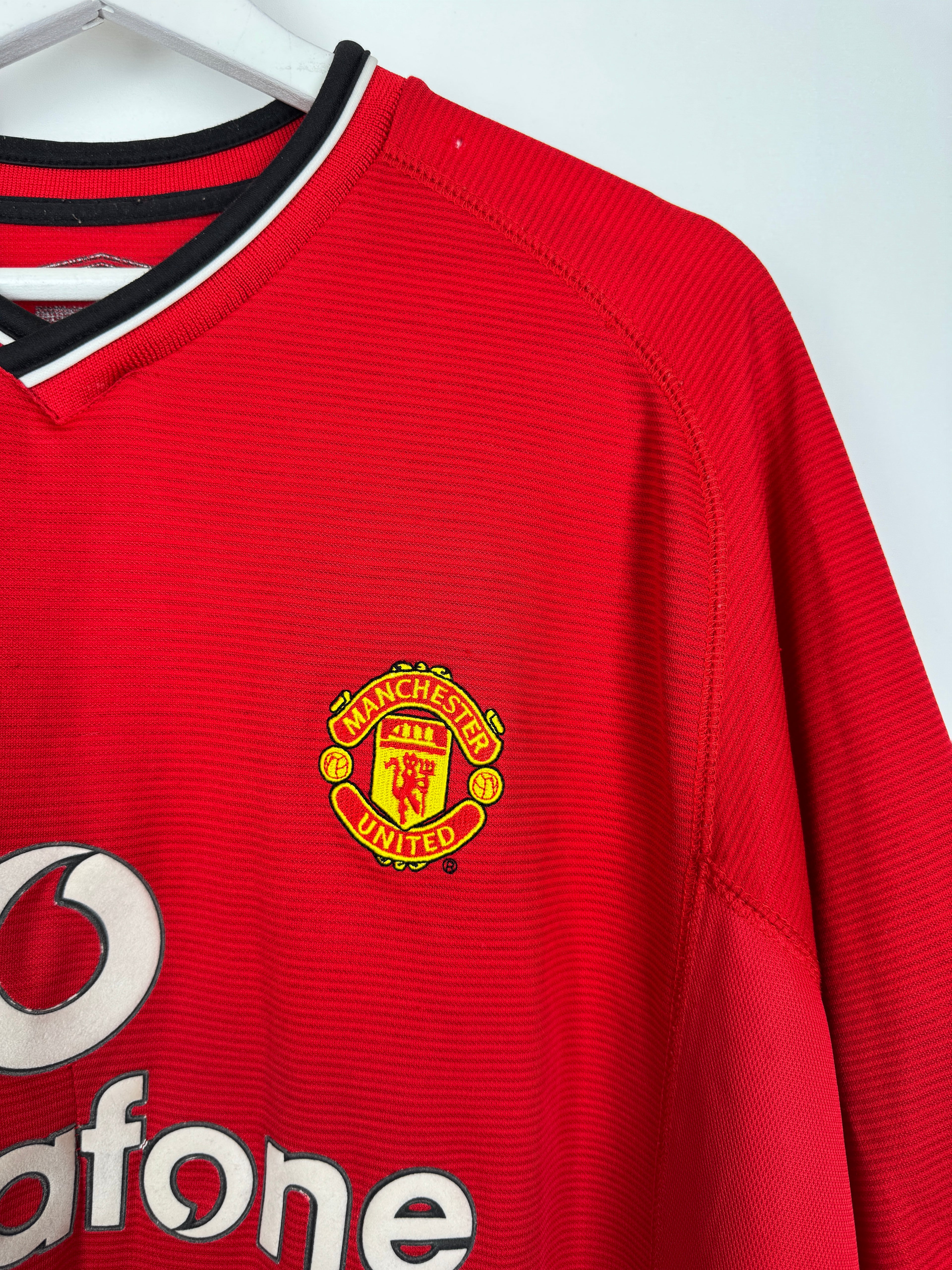 MANCHESTER UNITED 2000/2001 HOME FOOTBALL SHIRT - BECKHAM #7 VELVET (L)