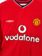 MANCHESTER UNITED 2000/2001 HOME FOOTBALL SHIRT - BECKHAM #7 VELVET (L)