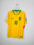 MAILLOT DE FOOTBALL BRÉSIL 2018 DOMICILE - NEYMAR JR #10 (XL)