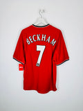 MANCHESTER UNITED 2000/2001 HOME FOOTBALL SHIRT - BECKHAM #7 VELVET (M)