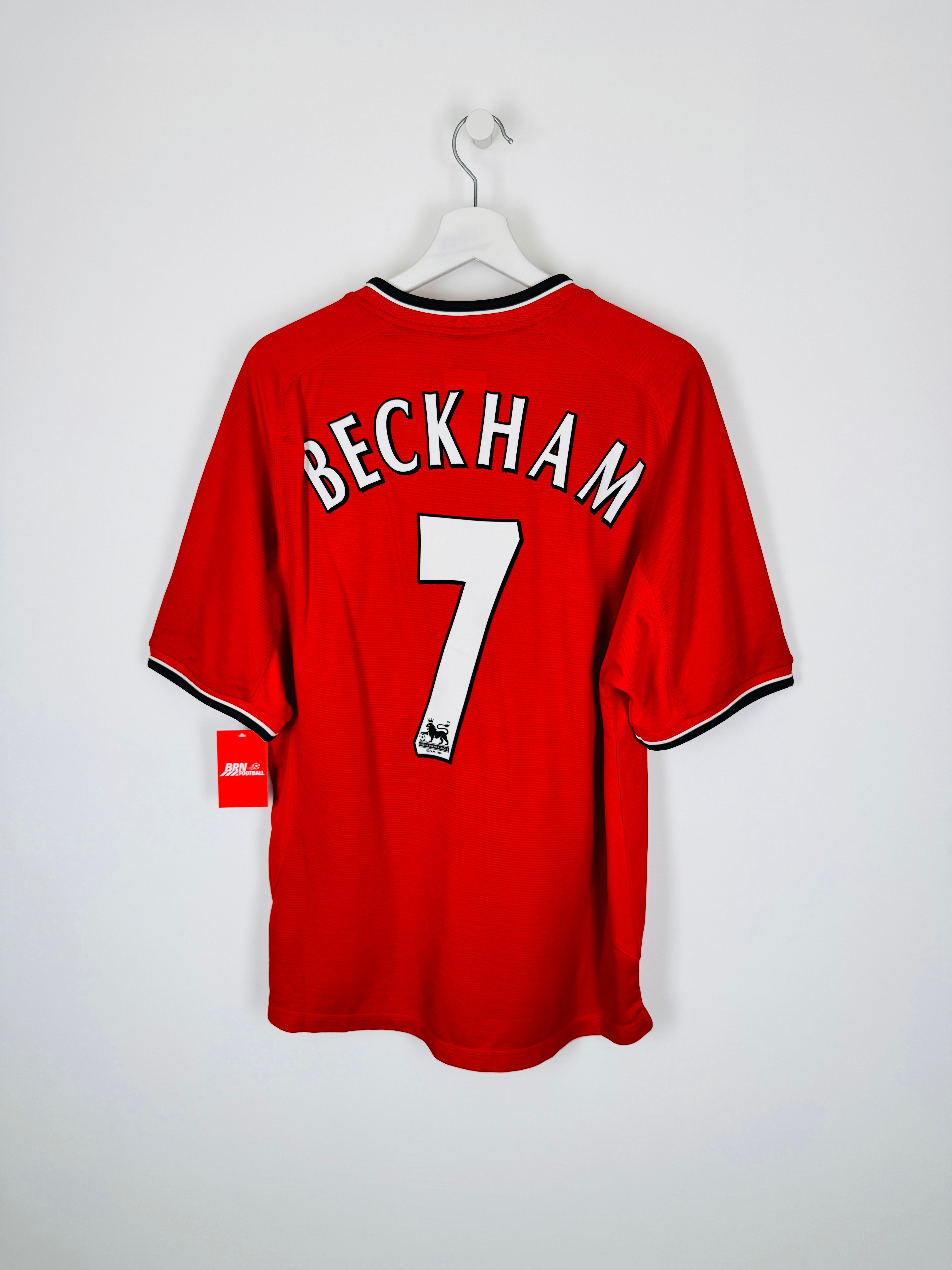 MANCHESTER UNITED 2000/2001 HOME FOOTBALL SHIRT - BECKHAM #7 VELVET (M)