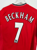 MANCHESTER UNITED 2000/2001 HOME FOOTBALL SHIRT - BECKHAM #7 VELVET (M)