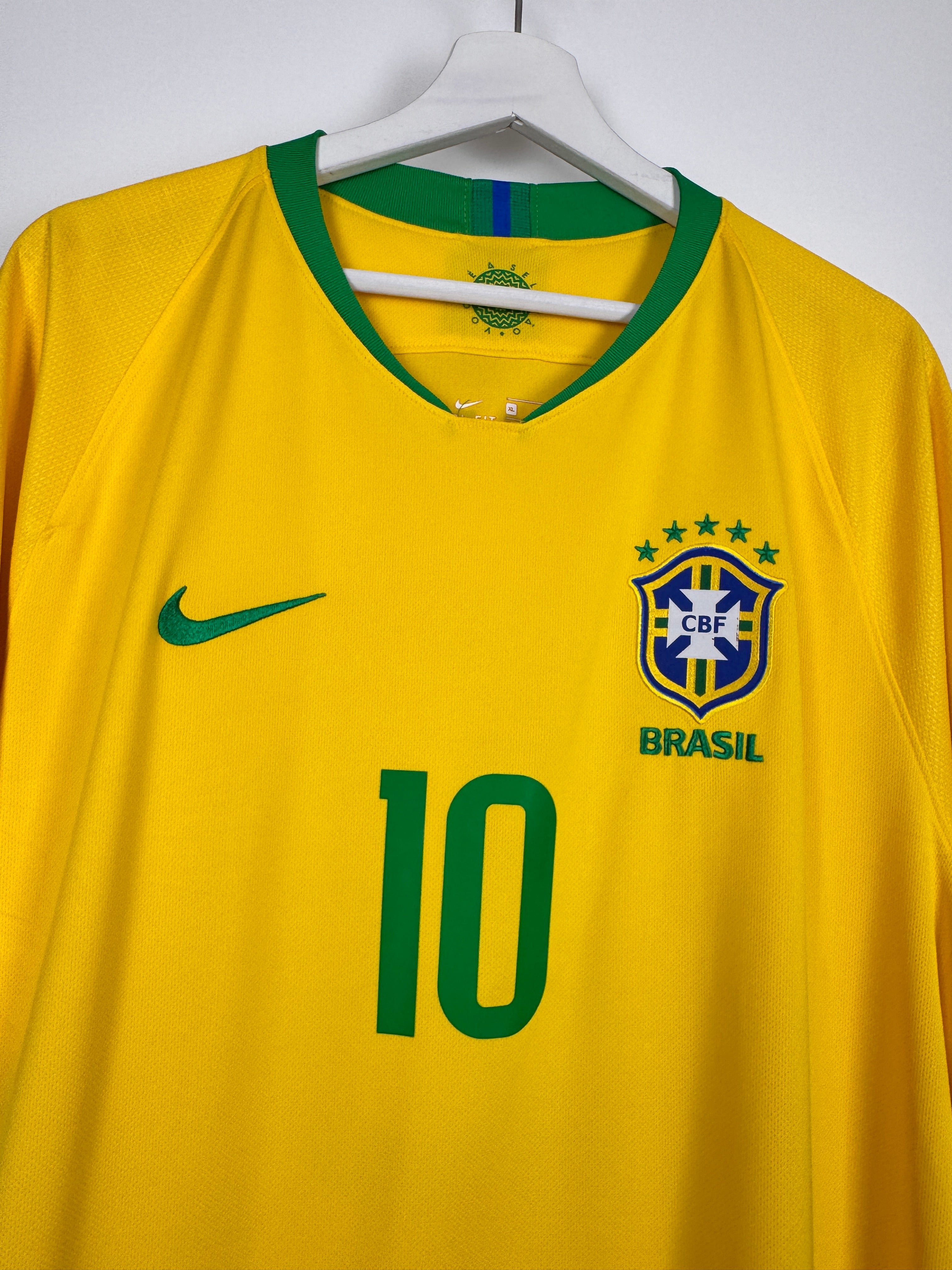 MAILLOT DE FOOTBALL BRÉSIL 2018 DOMICILE - NEYMAR JR #10 (XL)