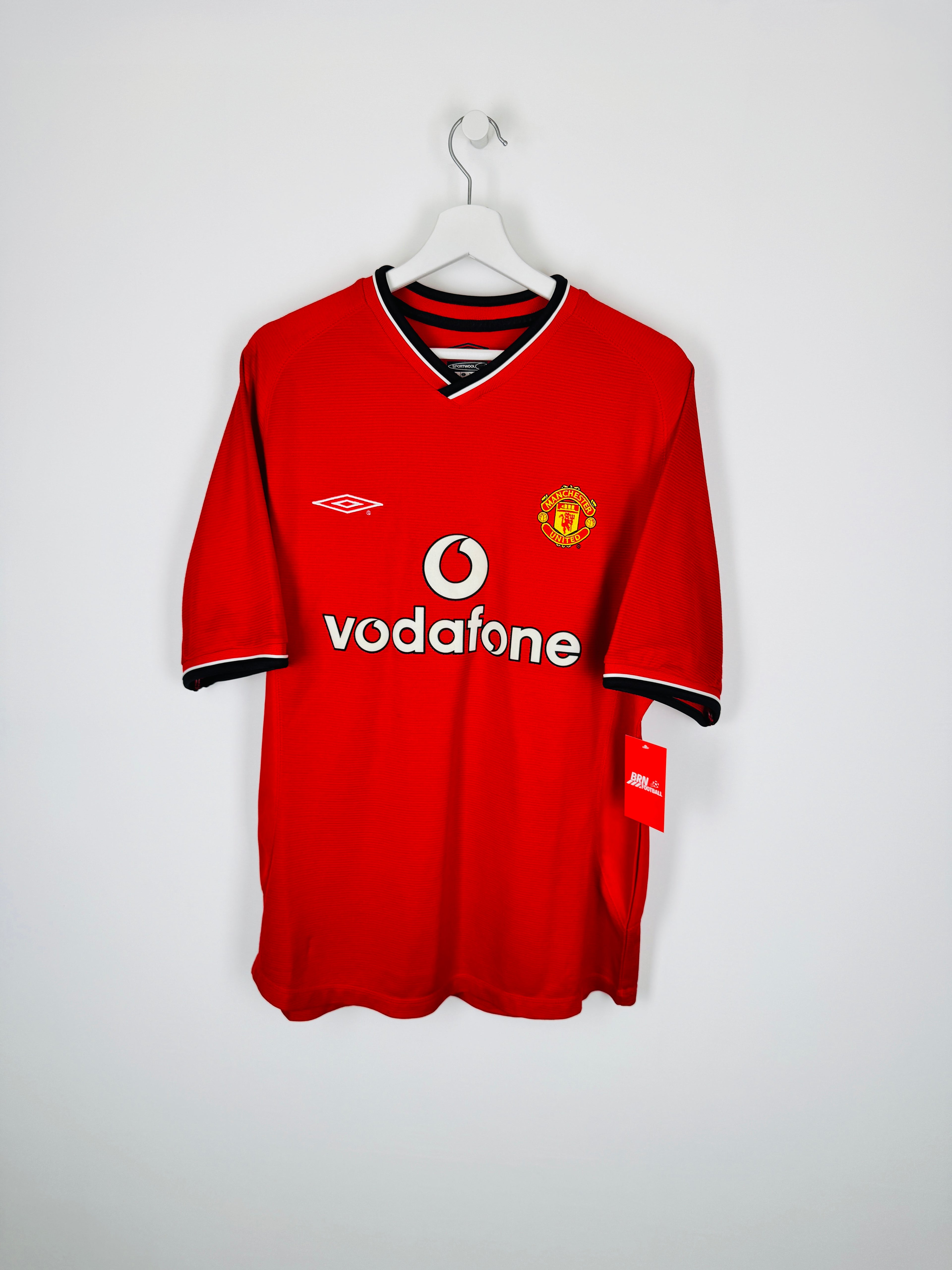MANCHESTER UNITED 2000/2001 HOME FOOTBALL SHIRT - BECKHAM #7 VELVET (M)