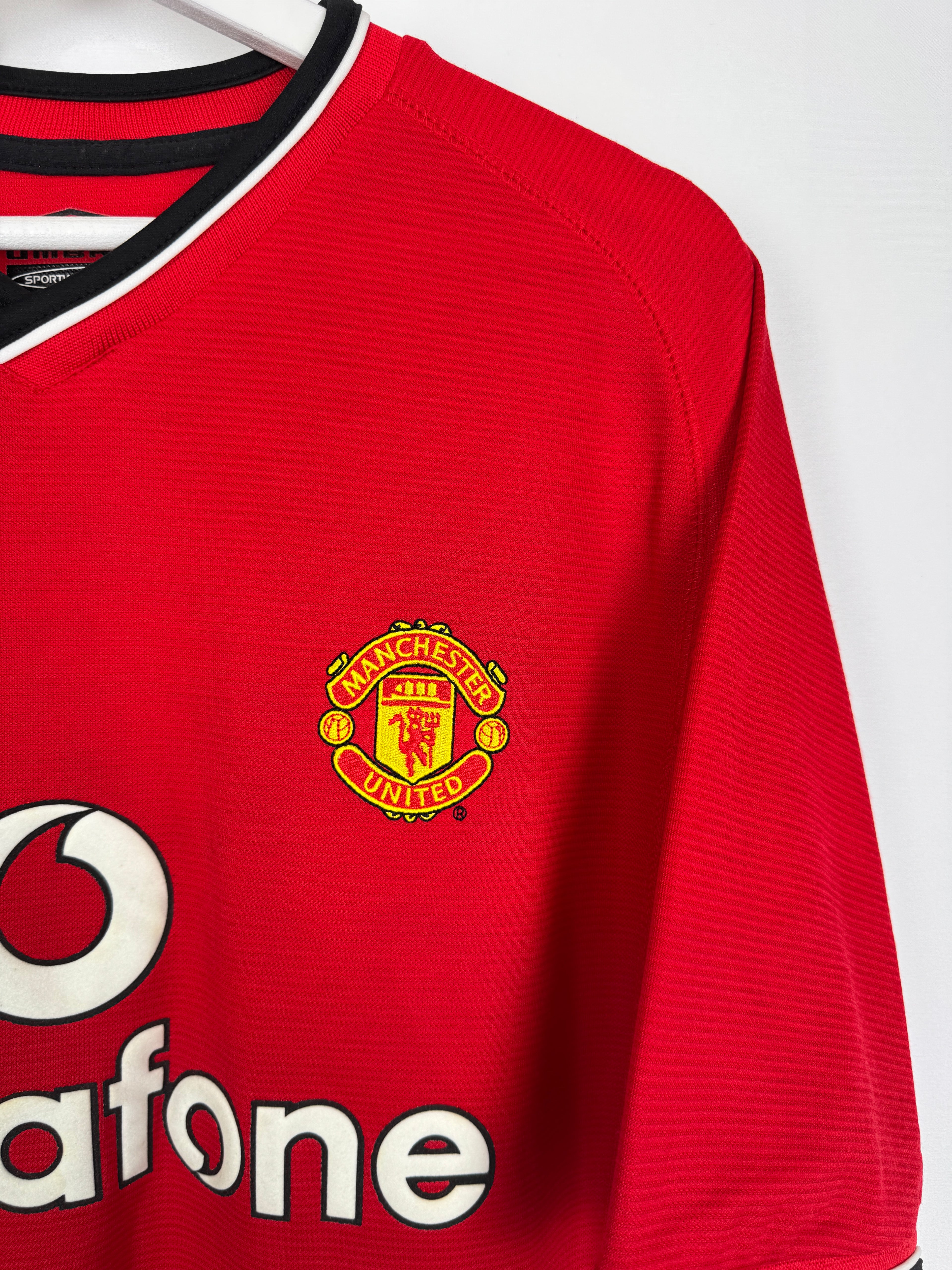 MANCHESTER UNITED 2000/2001 HOME FOOTBALL SHIRT - BECKHAM #7 VELVET (M)