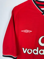 MANCHESTER UNITED 2000/2001 HOME FOOTBALL SHIRT - BECKHAM #7 VELVET (M)