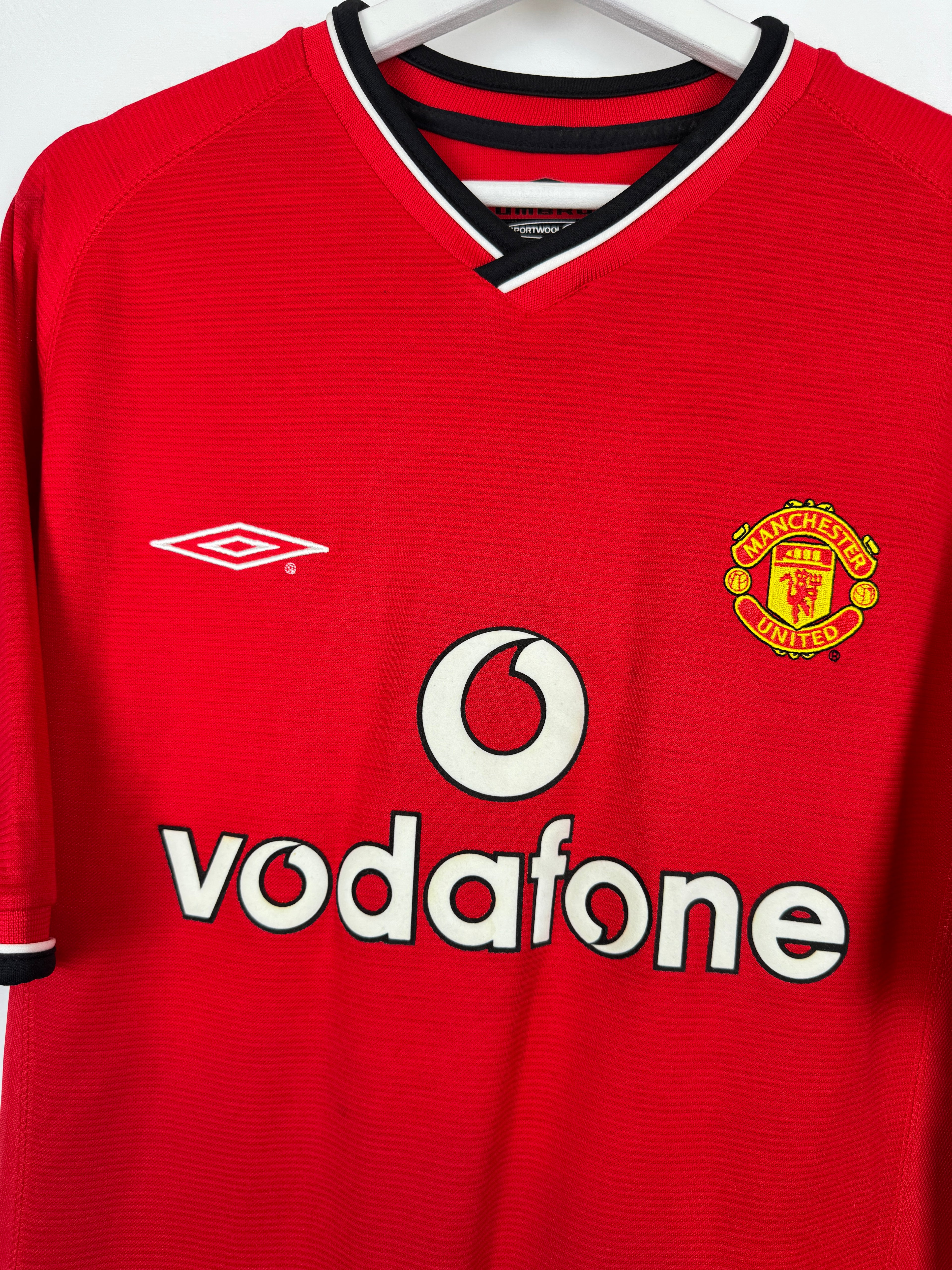 MANCHESTER UNITED 2000/2001 HOME FOOTBALL SHIRT - BECKHAM #7 VELVET (M)