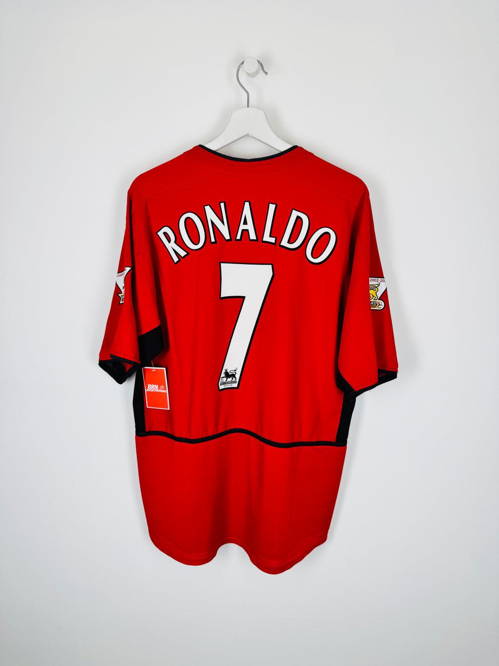 FOOTBALL JERSEY MANCHESTER UNITED 2002/2004 HOME - RONALDO #7 VELVET (L)