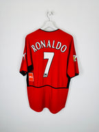 FOOTBALL JERSEY MANCHESTER UNITED 2002/2004 HOME - RONALDO #7 VELVET (L)