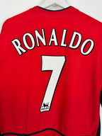 FOOTBALL JERSEY MANCHESTER UNITED 2002/2004 HOME - RONALDO #7 VELVET (L)