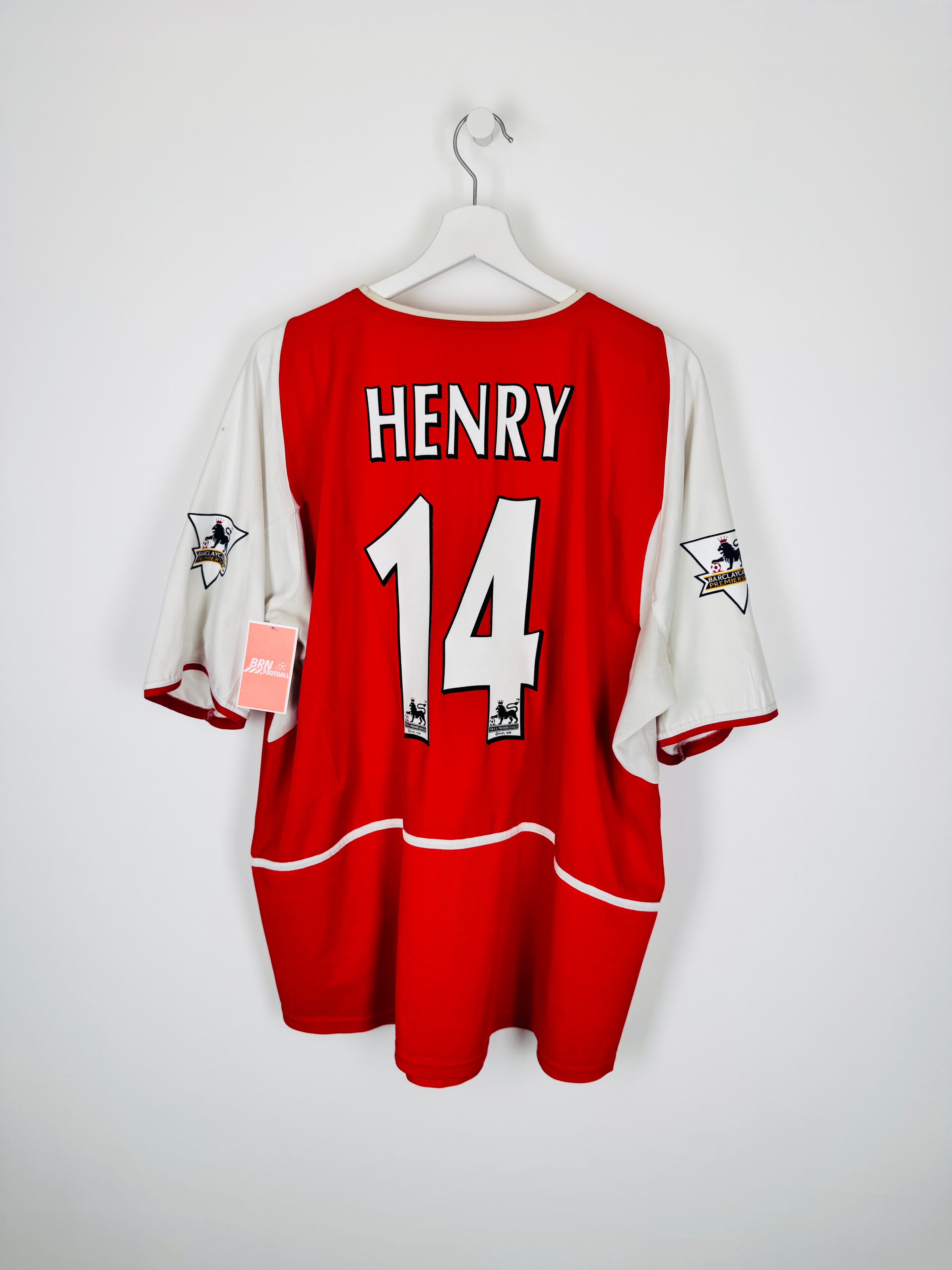 ARSENAL 2002/2004 HOME FOOTBALL SHIRT - HENRY #14 VELVET (XL)