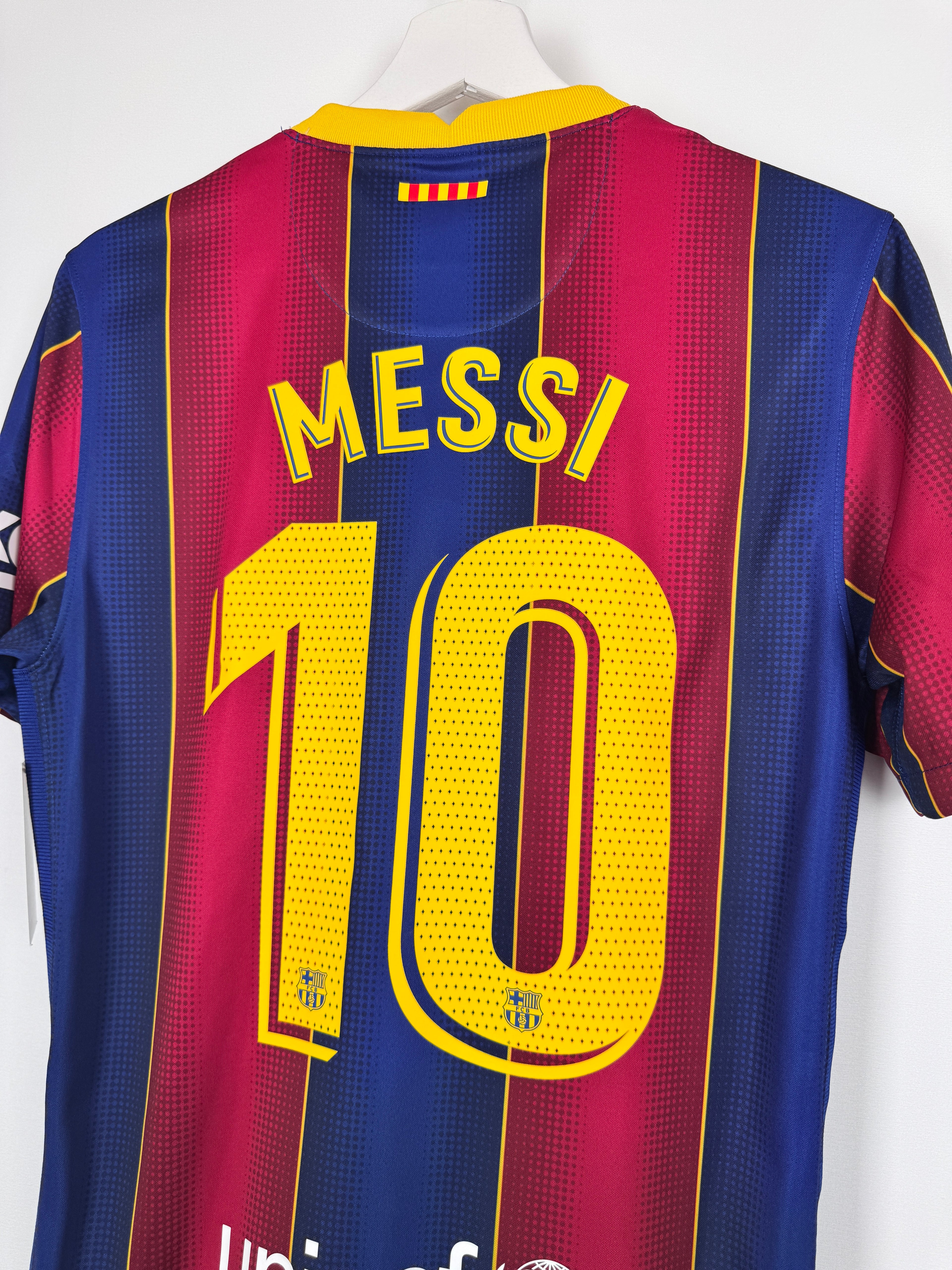 MAILLOT DE FOOTBALL BARCELONE 2020/2021 DOMICILE - LEO MESSI #10 (S)