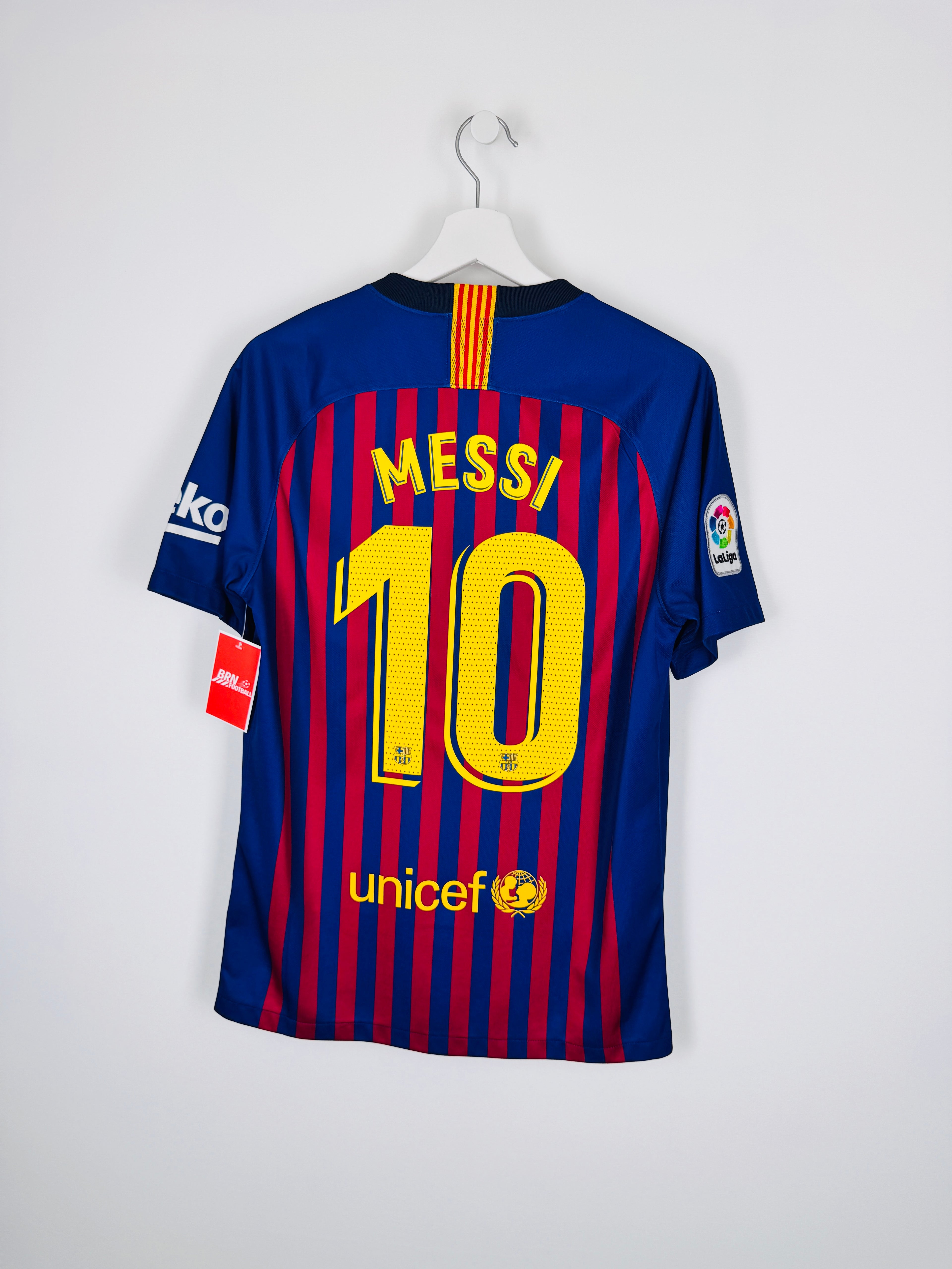 MAILLOT DE FOOTBALL BARCELONE 2018/2019 DOMICILE - LEO MESSI #10 (S)