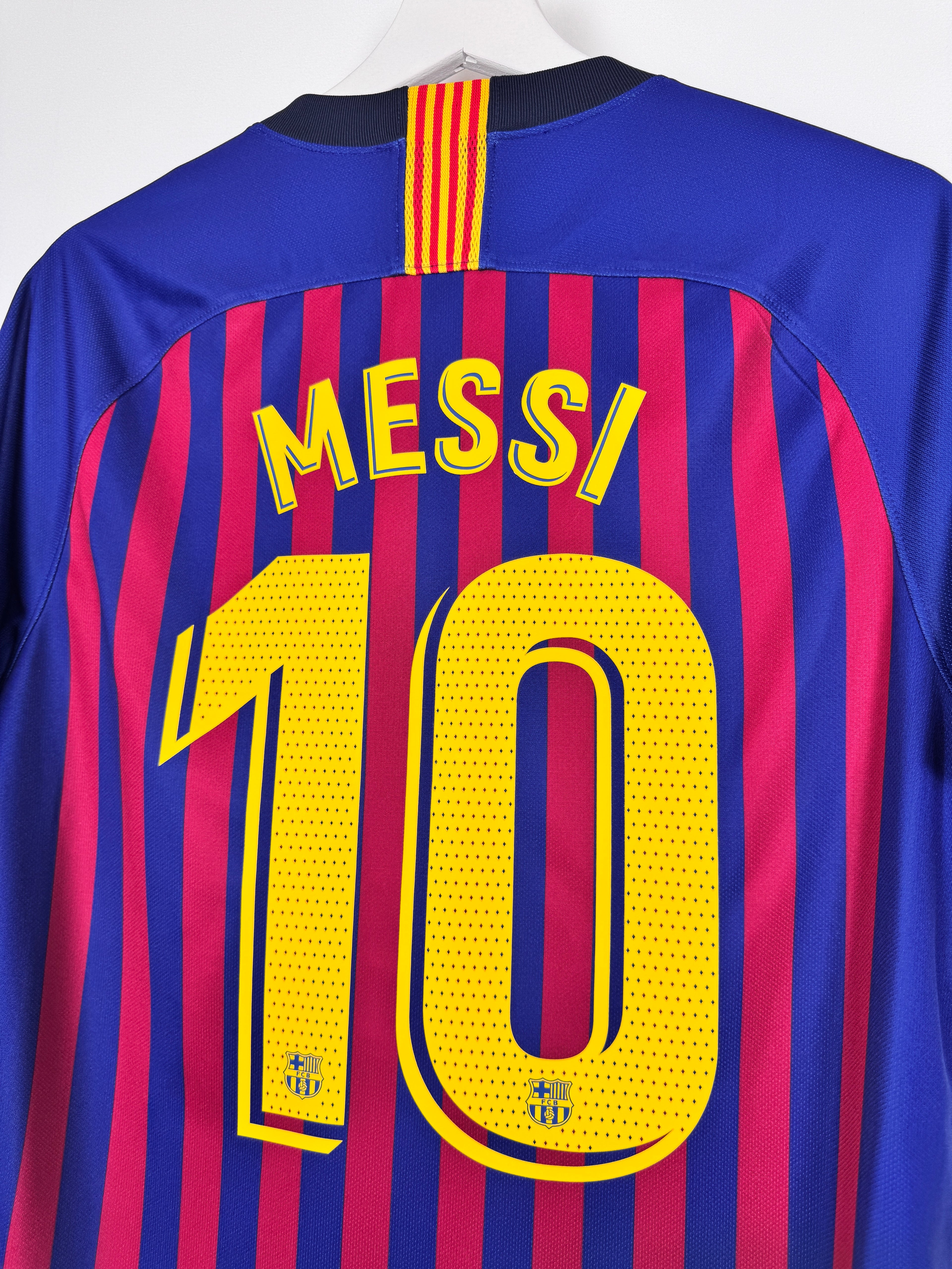 MAILLOT DE FOOTBALL BARCELONE 2018/2019 DOMICILE - LEO MESSI #10 (S)